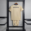 Kit Infantil Porto Away 2023/24 - New Balace Torcedor - Bege/Preta