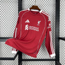 Camisa Manga Longa Liverpool Home 2025/26 - Adidas Torcedor Masculina - Vermelha/Branca
