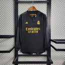 camisa-manga-longa-comprida-third-3-terceira-madrid-2023-24-adidas-emirates-fly-better-torcedor-masculina-masculino-preto-preta-dourado-dourada-dorado-dorada-vini-jr-mbappe-rodrygo-modric-bellingham-endrick-valverde-carvajal-lucas-vasquez