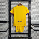 conjunto-kit-infaltil-kids-barcelona-barca-four-quatro-4-2023-24-nike-torcedor-vermelha-vermelho-amarelo-amarela-fcb-spotify-messi-neymar