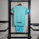 conjunto-kit-infaltil-kids-masculina-barcelona-barca-third-terceira-3-2023-24-nike-torcedor-vermelha-vermelho-verde-azul-fcb-spotify-messi-neymar