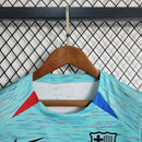 conjunto-kit-infaltil-kids-masculina-barcelona-barca-third-terceira-3-2023-24-nike-torcedor-vermelha-vermelho-verde-azul-fcb-spotify-messi-neymar