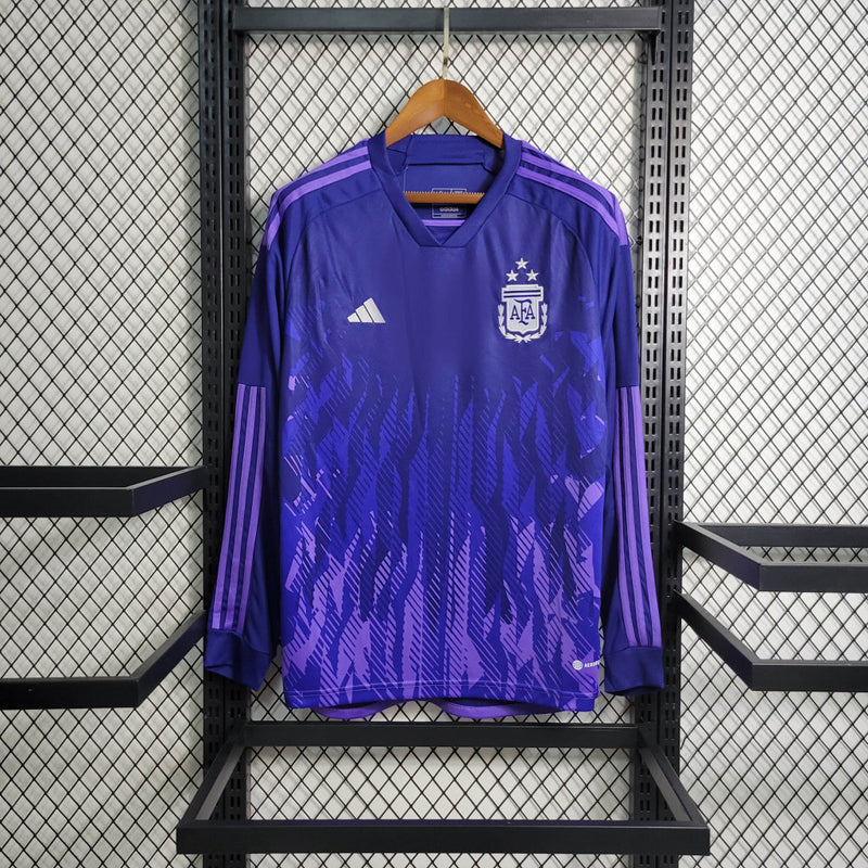 Camisa Manga Longa Seleção Argentina Away 2022/23 - Adidas Torcedor Masculina - Azul/Roxa