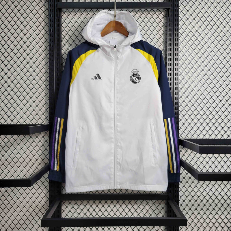 Jaqueta Corta Vento Real Madrid Adidas - Branca/Azul