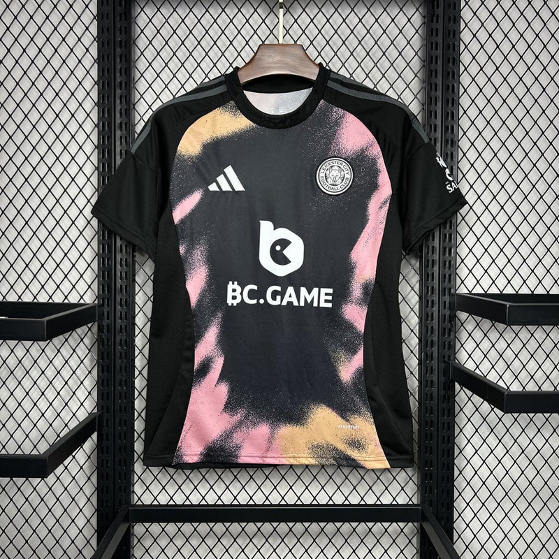 Camisa Leicester City Away 2024/25 - Adidas Torcedor Masculina - Preta/Rosa