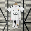 Conjunto Kit Infantil Real Madrid Home 2014/15 - Adidas Retrô - Branca/Preta
