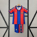Conjunto Kit Infantil Barcelona Home 1995/97 - Kappa Retrô - Vermelha/Azul