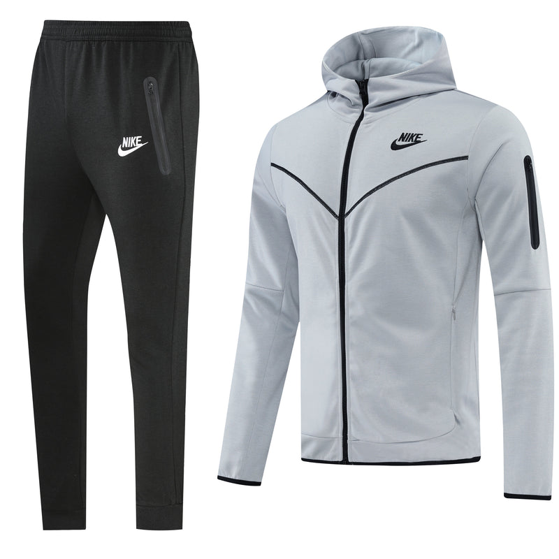 Kit Conjunto Nike Tech Fleece - Jaqueta e Calça- Cinza/Preta