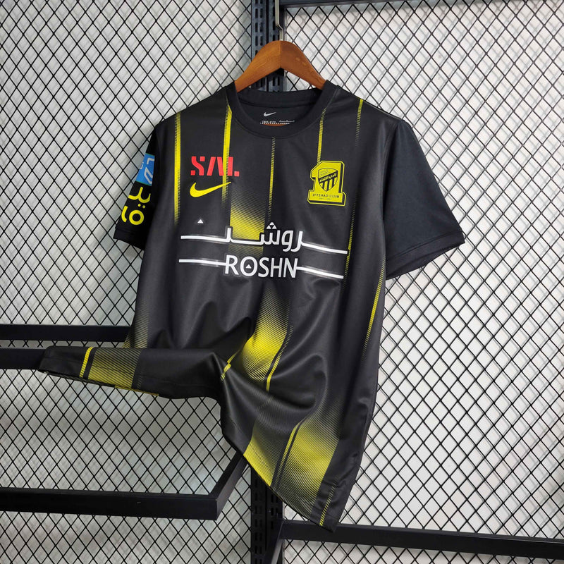 Camisa Al-Ittihad Third 2023/24 - Nike Torcedor Masculina - Preta/Amarela