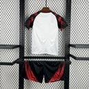 Conjunto Kit Infantil Flamengo Away 2025/26 - Adidas Torcedor - Branca/Preta