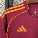 Camisa Pronta Entrega Roma Home 2025/26 - Adidas Torcedor Masculina - Bordo/Laranja