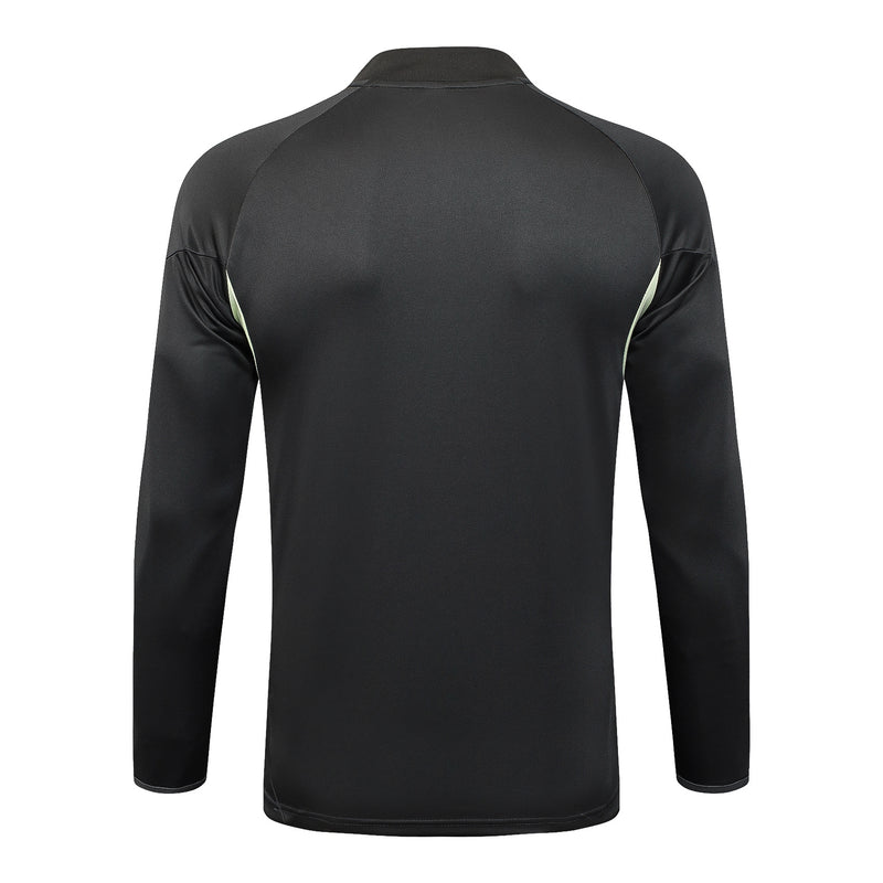Conjunto de Treino Half Ziper Real Madrid 2025/26 - Adidas Jaqueta + Calça - Preta/Bege
