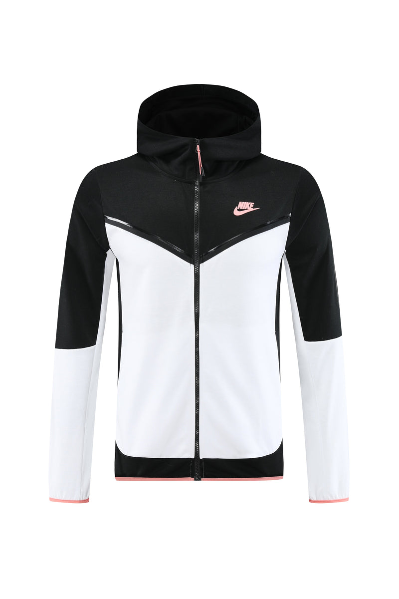 Kit Conjunto Nike Tech Fleece - Jaqueta e Calça- Branca/Preta