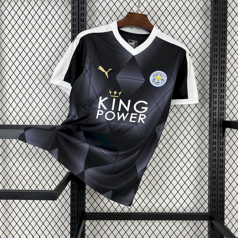 Camisa Leicester City Away 2015/16 - Puma Retrô Masculina - Preta/Branca