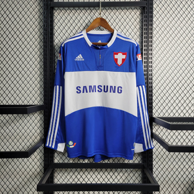 Camisa Palmeiras Manga Longa 2014/15 - Adidas Retrô Masculina - Azul/Branca