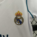 Conjunto Kit Infantil Real Madrid Home 2017/18 - Adidas Retrô - Branca/Azul