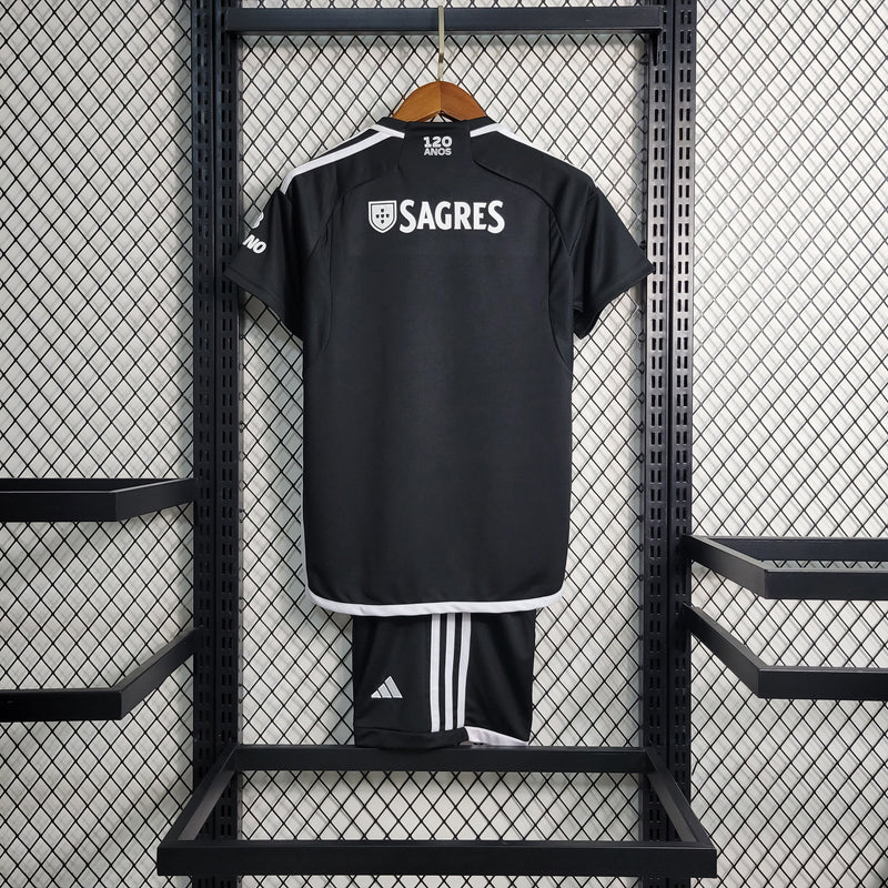 Kit Infantil Benfica Away 2023/24 - Adidas Torcedor - Preta