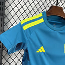 Conjunto Kit Infantil Seleção Espanha Goleiro 2026/27 - Adidas Torcedor - Azul/Amarela