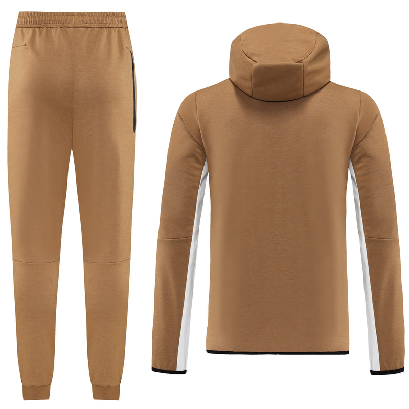 Kit Conjunto Nike Tech Fleece - Jaqueta e Calça- Caramelo/Branca