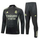 Conjunto de Treino Half Ziper Real Madrid 2025/26 - Adidas Jaqueta + Calça - Preta/Bege