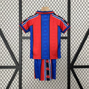 Conjunto Kit Infantil Barcelona Home 1995/97 - Kappa Retrô - Vermelha/Azul