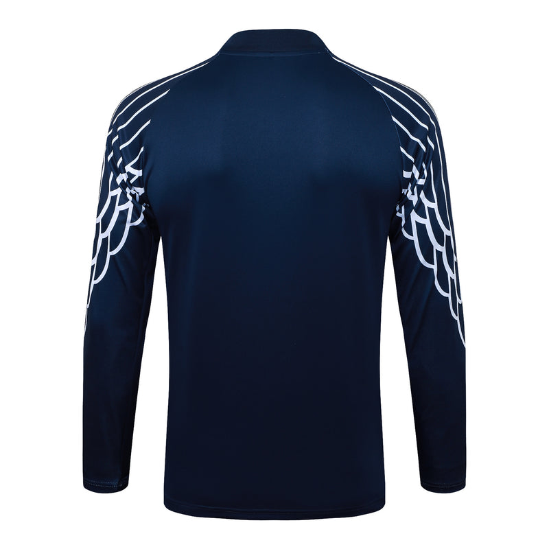 Conjunto Half Ziper PSG 2025/26 - Jordan Jaqueta + Calça - Azul/Branca