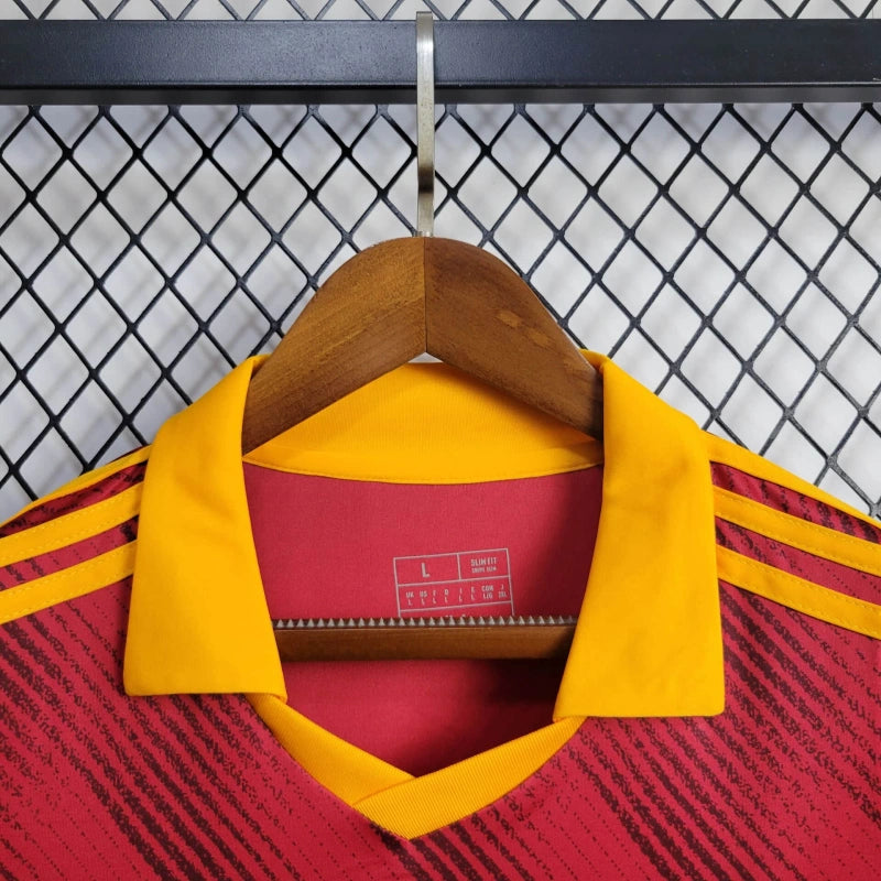 Camisa Roma 2024/25 - Adidas Torcedor Masculina - Vermelha/Amarela