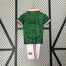Conjunto Kit Infantil Seleção México Home 1998/99 - Aba Sport Retrô - Verde/Branca