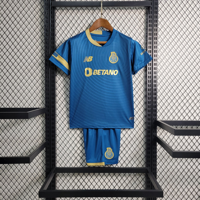 Kit Infantil Porto Third 2023/24 - New Balace Torcedor - Azul/Dourada