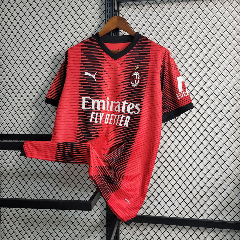 Camisa Milan Home 2023/24 - Puma Torcedor Masculina - Vermelha/Preta