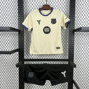 Conjunto Kit Infantil Barcelona Away 2025/26 - Torcedor - Bege/Preta