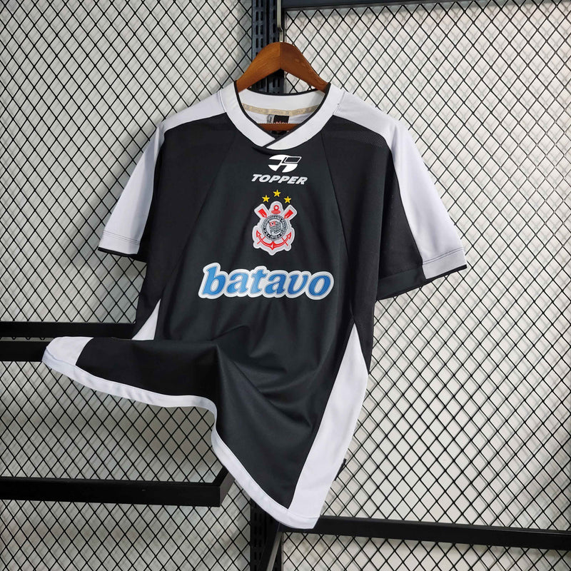 Camisa Corinthians Away 2000/01 - Topper Retrô Masculina - Preta/Branca