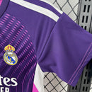 Conjunto Kit Infantil Real Madrid Goleiro 2025/26 - Adidas Torcedor - Rosa/Roxa