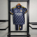 Conjunto Kit Infantil Real Madrid Away 2023/24 - Adidas Torcedor - Cinza