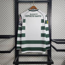 Camisa Manga Longa Sporting Home 2001/02 - Rebook Retrô Masculina - Branca/Verde
