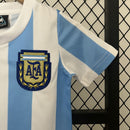 Conjunto Kit Infantil Seleção Argentina Home 1986/87 - Retrô - Azul/Branca