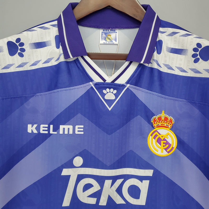 Camisa Real Madrid Away 1996/97 - Kelme Retrô Masculina - Roxa/Branca