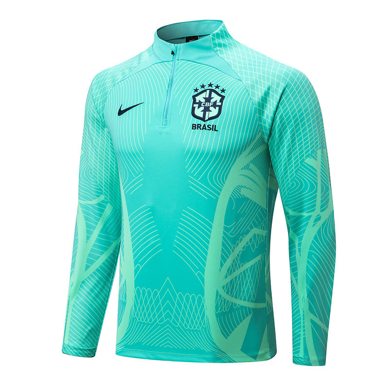 Conjunto Half Ziper Seleção Brasil 2022/23 - Nike Jaqueta + Calça - Vede/Azul