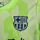 Conjunto Kit Infantil Barcelona Third Edição Travis Scott 2024/25 - Nike Torcedor - Verde/Azul