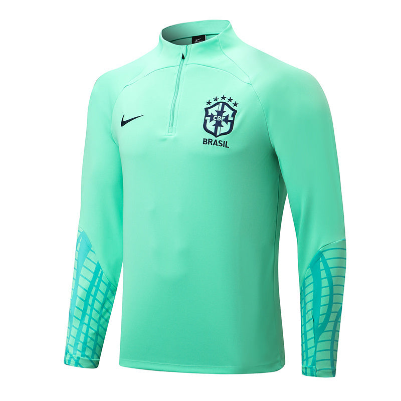 Conjunto Half Ziper Seleção Brasil 2022/23 - Nike Jaqueta + Calça - Vede/Azul