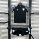 Conjunto Kit Infantil Aston Villa Away 2025/26 - Adidas Torcedor - Preta/Branca