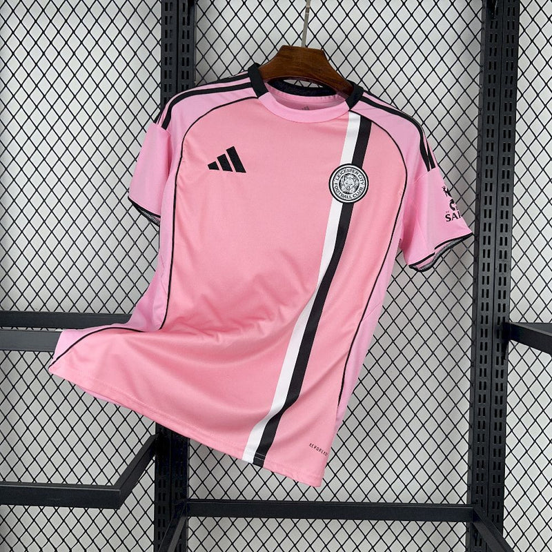Camisa Leicester City Away 2025/26 - Adidas Torcedor Masculina - Rosa/Preta