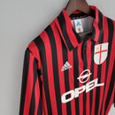 Camisa Manga Longa Milan Home 1999/00 - Adidas Retrô Masculina - Vermelha/Preta
