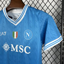Conjunto Kit Infantil Napoli Home 2025/26 - EA7 Torcedor - Azul/Branca