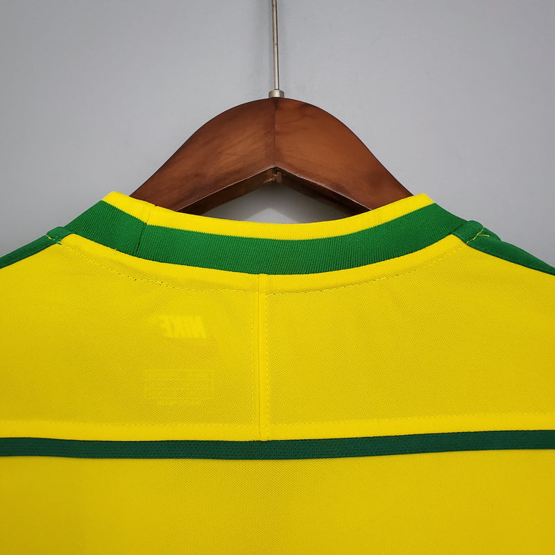 Camisa Seleção Brasil Home 1998 - Nike Retrô Masculina - Amarela/Verde