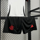 Conjunto Kit Infantil Flamengo Away 2025/26 - Adidas Torcedor - Branca/Preta