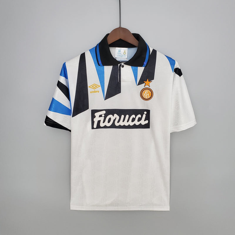 Camisa Inter de Milão Away 1992/93 - Umbro Retrô Masculina - Branca/Azul
