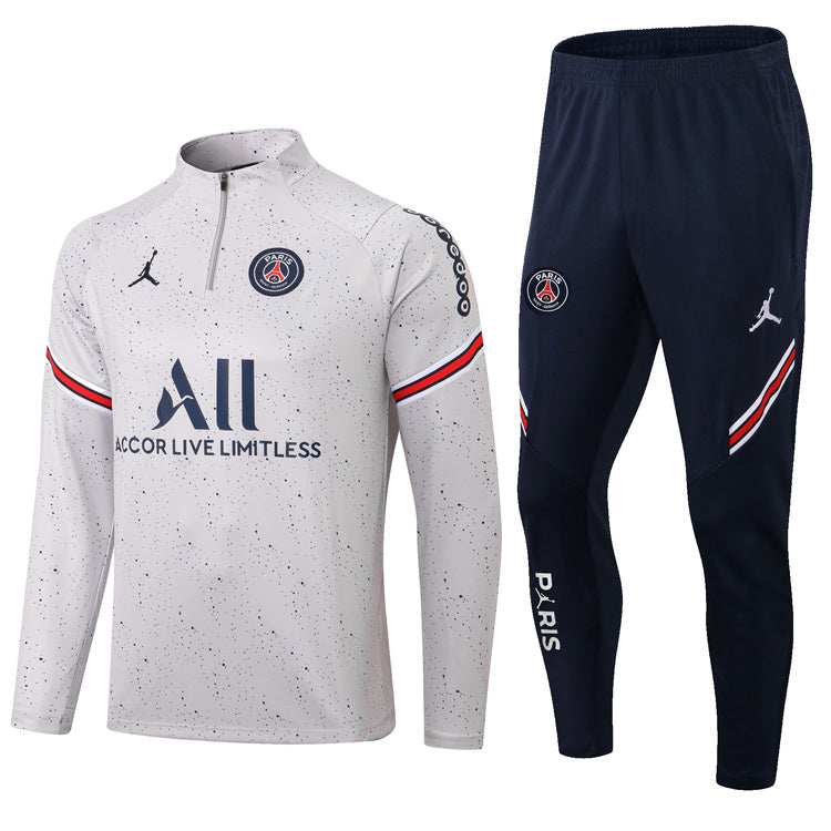 Conjunto Half Ziper PSG 2022/23 - Jordan Jaqueta + Calça - Branca/Azul