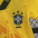 Conjunto Kit Infantil Seleção Brasil Home 1993/94 - Umbro Retrô - Amarela/Azul