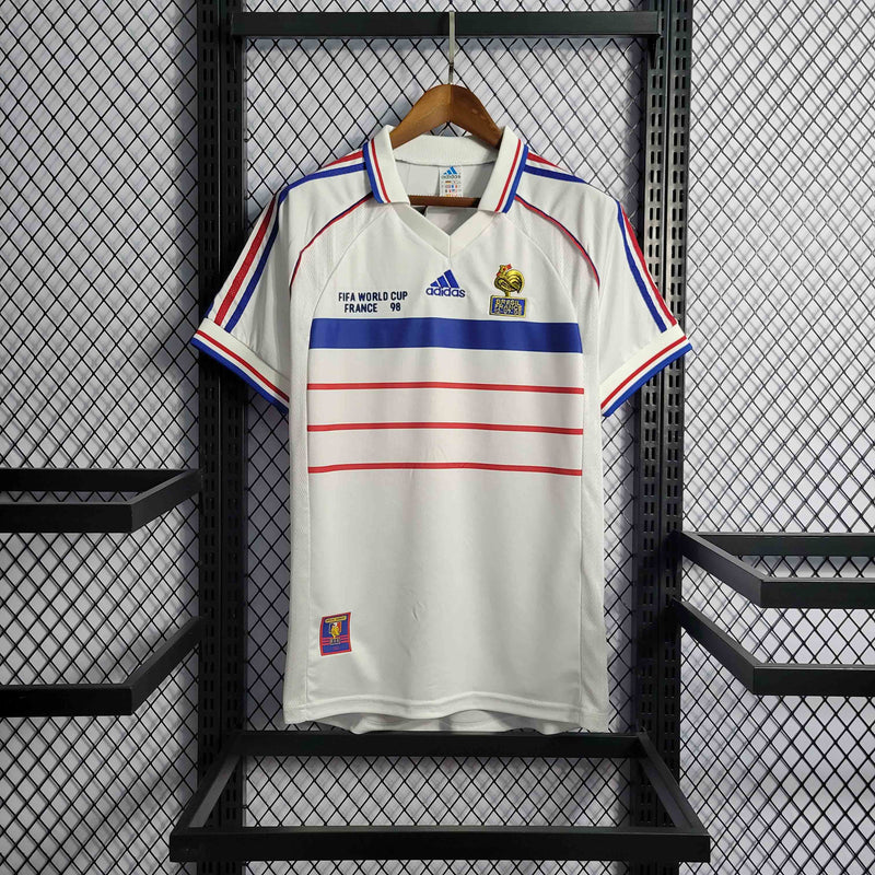Camisa Seleção França 1998 - Adidas Retrô Masculina - Branca/Azul